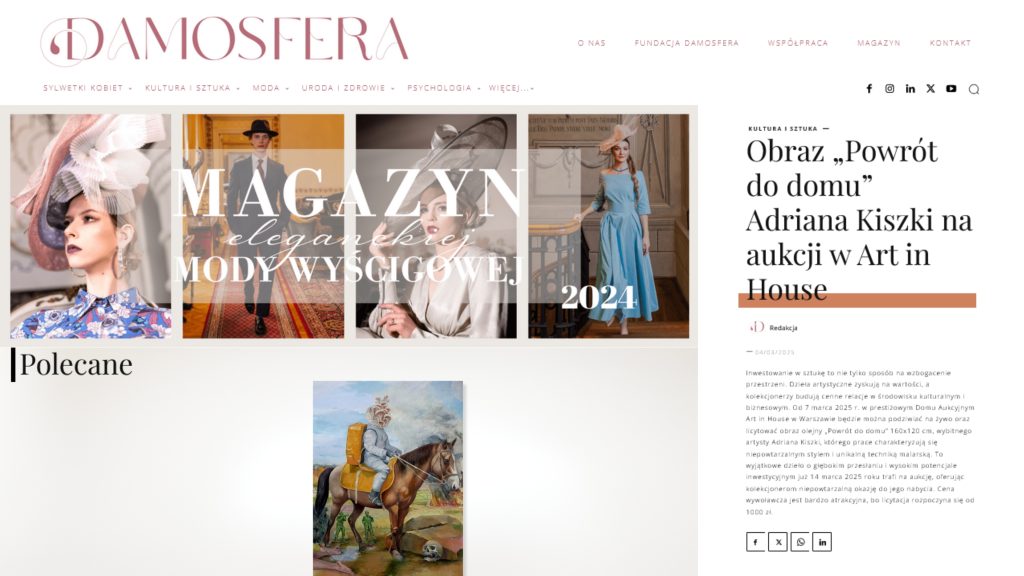 Obraz „Powrót do domu” Adriana Kiszki na aukcji w Art in House - Przeczytaj o tym w luksusowym Magazynie na www.damosfera.pl